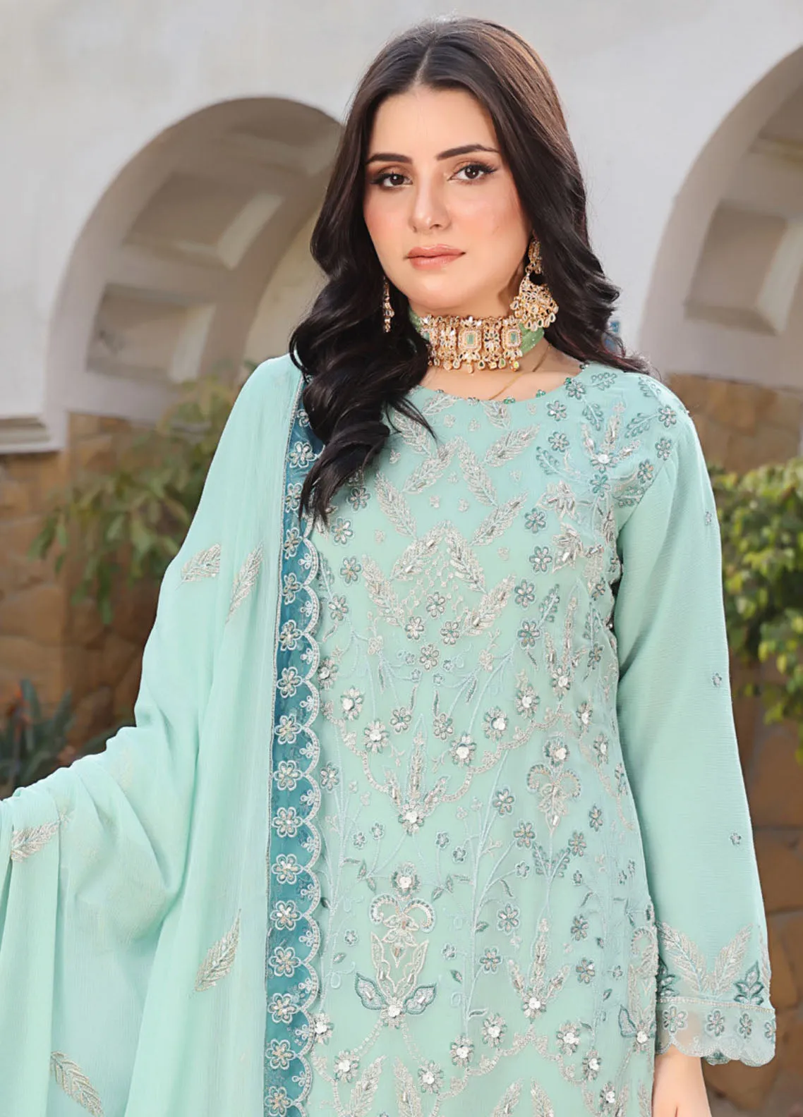 Iishq-E-Atish By Schick Luxury Embroidered Chiffon 3 Piece Semi Stitched Suit SDH24IALC D-05