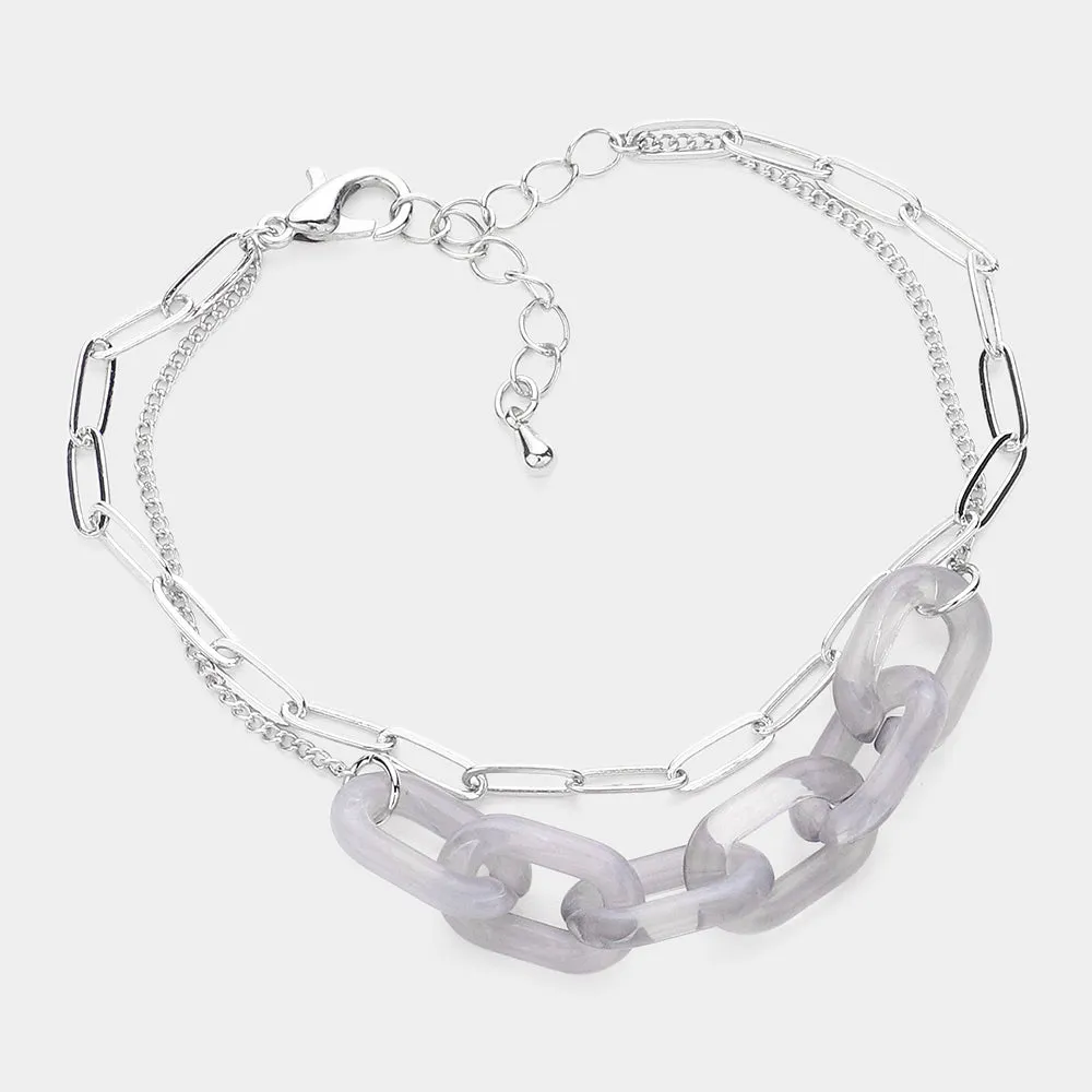 iLLASPARKZ Celluloid Acetate Open Oval Link Double Layered Bracelet