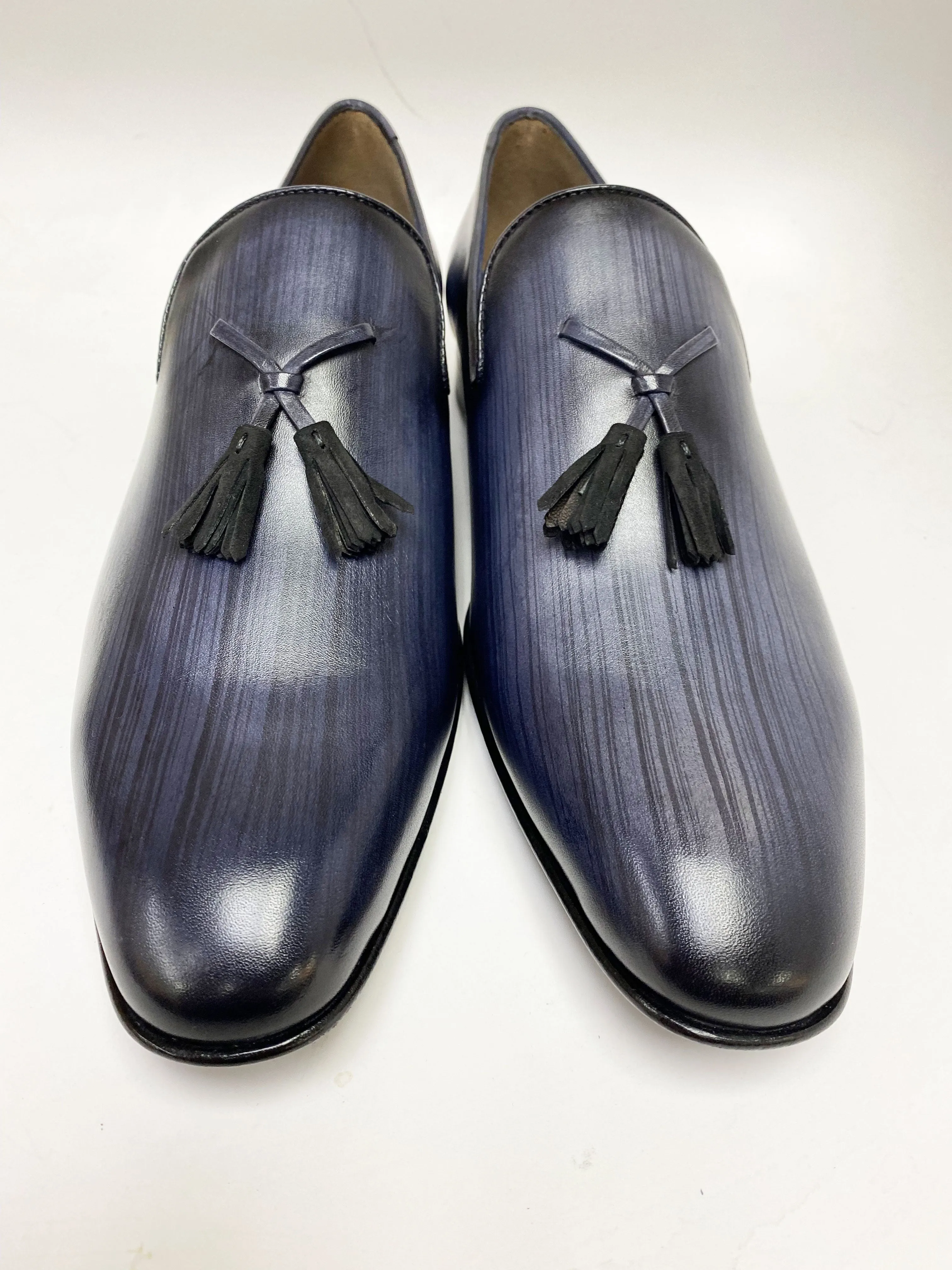 Jean Pierre Hand Burnished Calfskin Tasseled Loafer Black