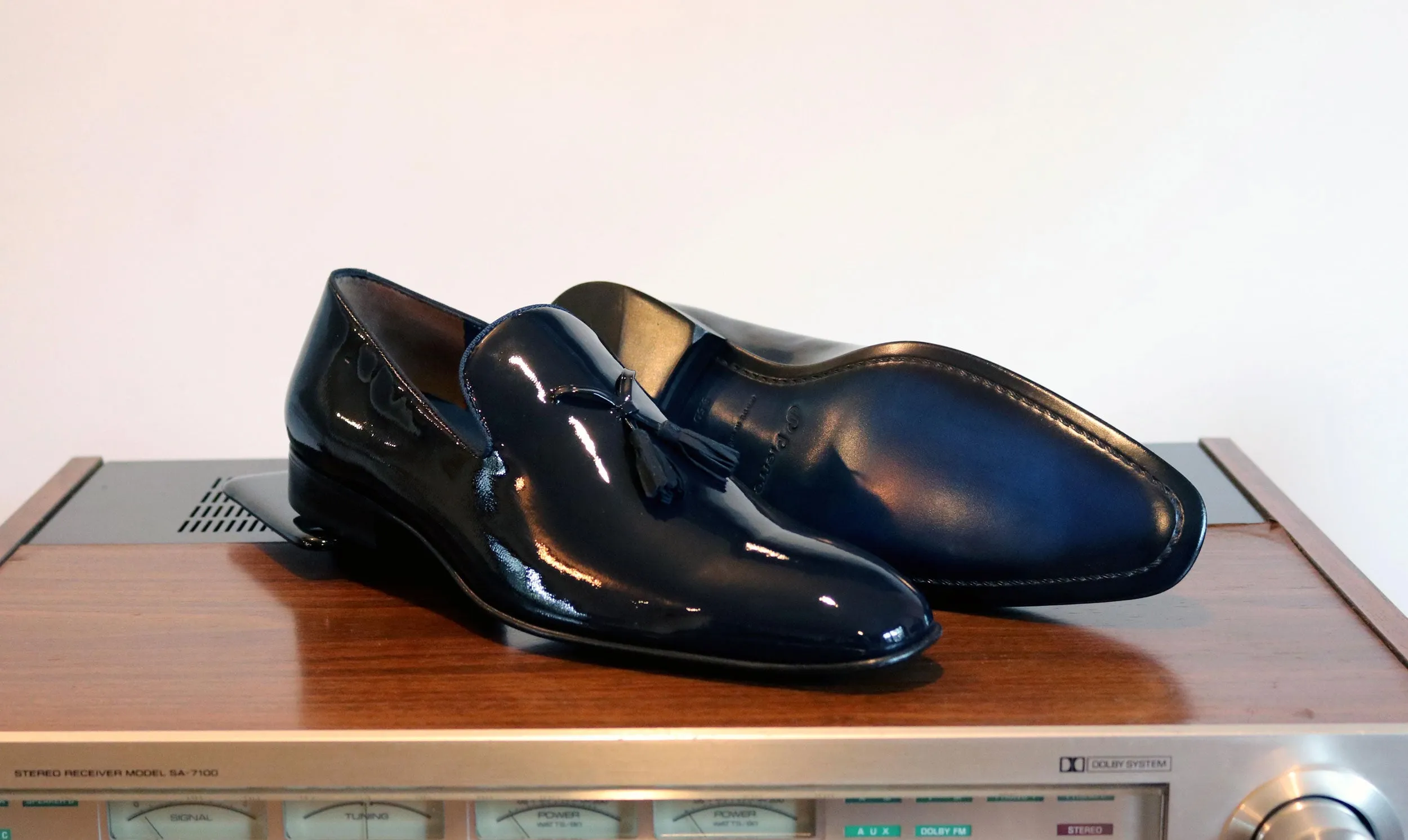 Jean Pierre Shiny Calfskin Tasseled Loafer Navy