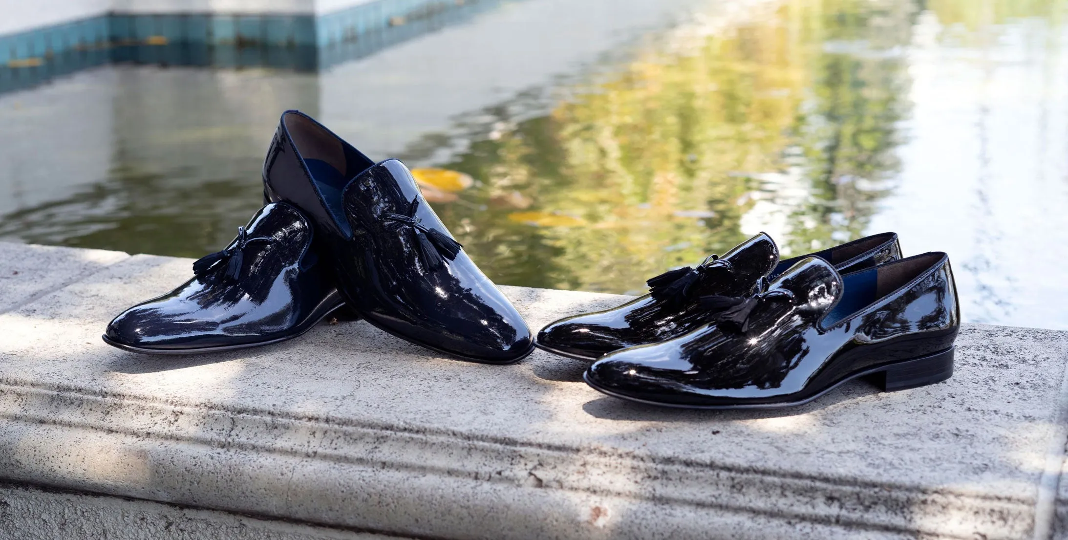 Jean Pierre Shiny Calfskin Tasseled Loafer Navy