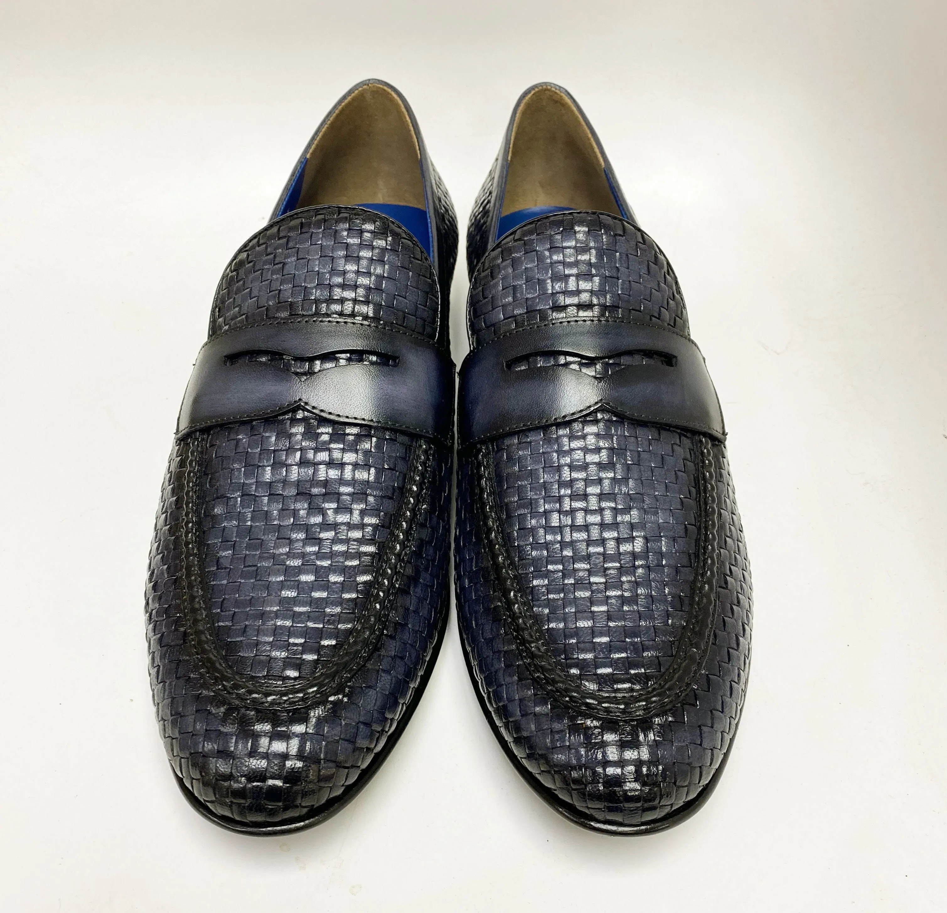 Jean Pierre Woven Calfskin Penny Loafer Black