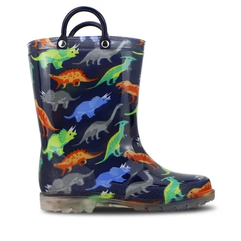 Jellies KIDS DINOSAUR LIGHT UP GUMBOOTS Navy