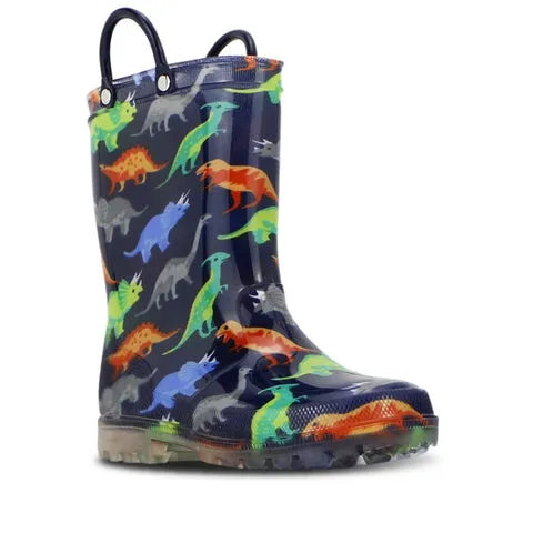 Jellies KIDS DINOSAUR LIGHT UP GUMBOOTS Navy