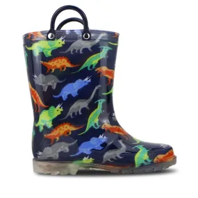 Jellies KIDS DINOSAUR LIGHT UP GUMBOOTS Navy