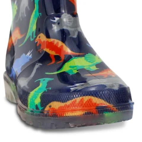 Jellies KIDS DINOSAUR LIGHT UP GUMBOOTS Navy