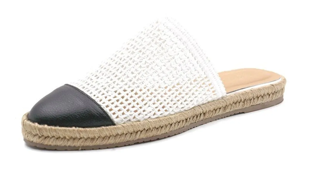 Kaanas Palau Fishnet Mule Espadrille in White