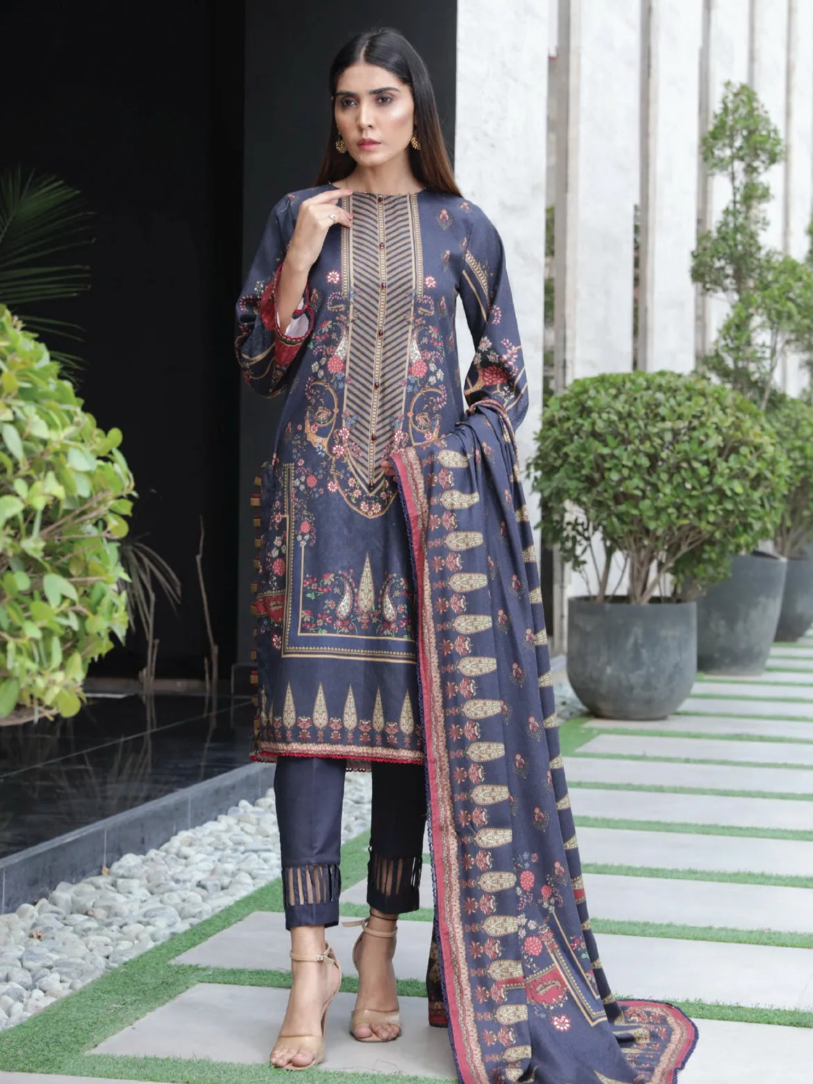 Kashaf by Humdum Unstitched Printed Wool 3Pc Suit KS-02