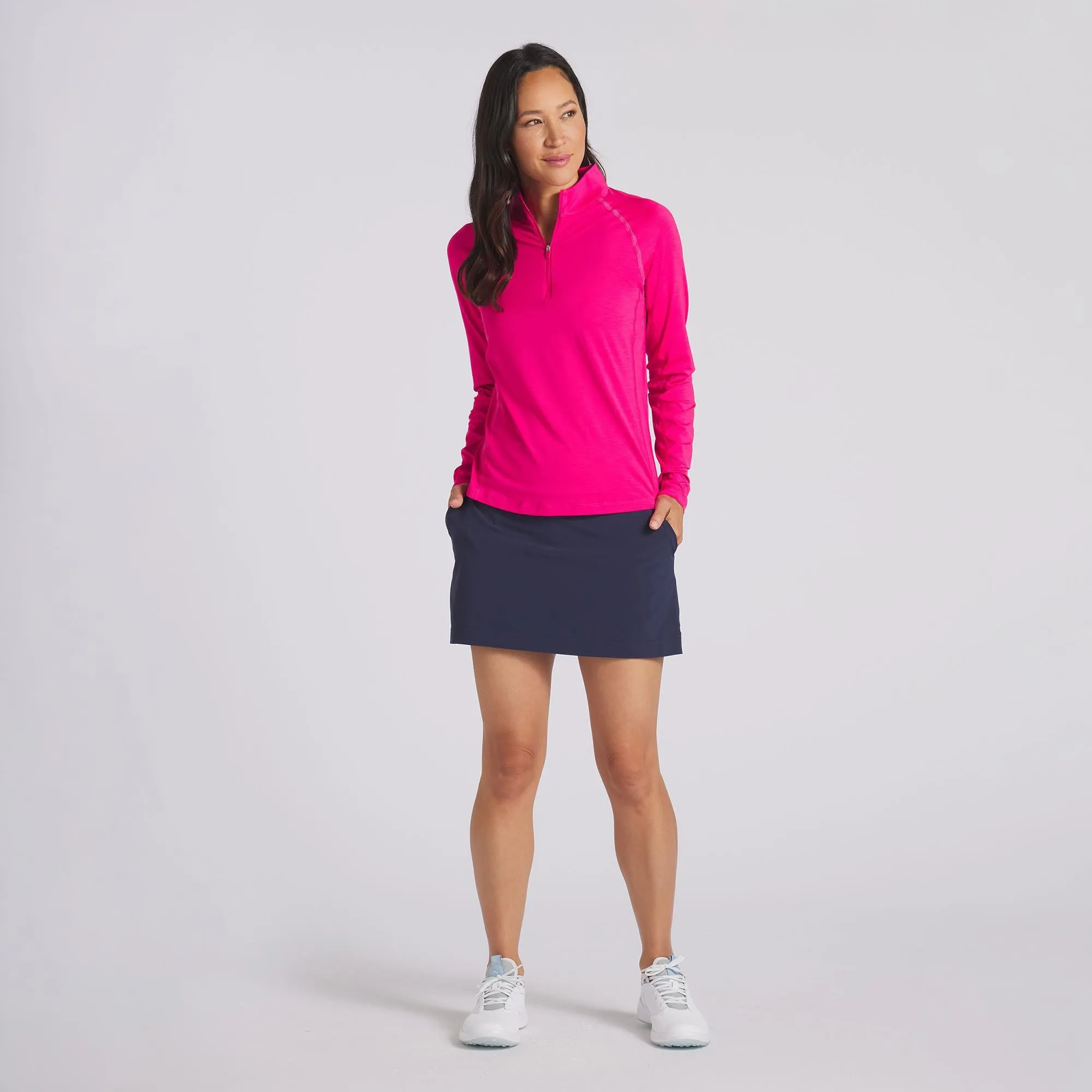 Ladies Puma You-V Solid 1/4 Zip Golf Light Mid Layer Rose