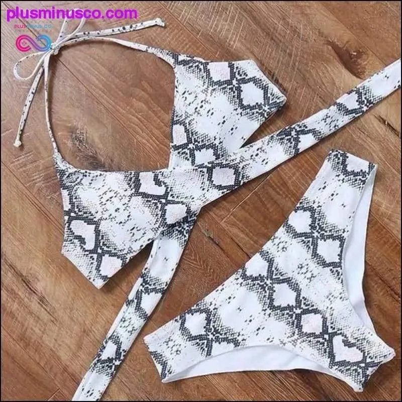 leopard swimsuit snake print bikini sexy cross bandage