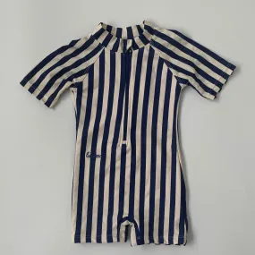 Liewood Navy Stripe Max Swim Jumpsuit: 9 Months