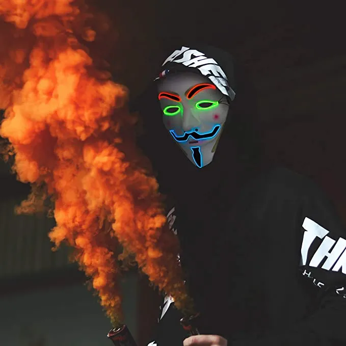 Light up Anonymous Mask - Multicolour