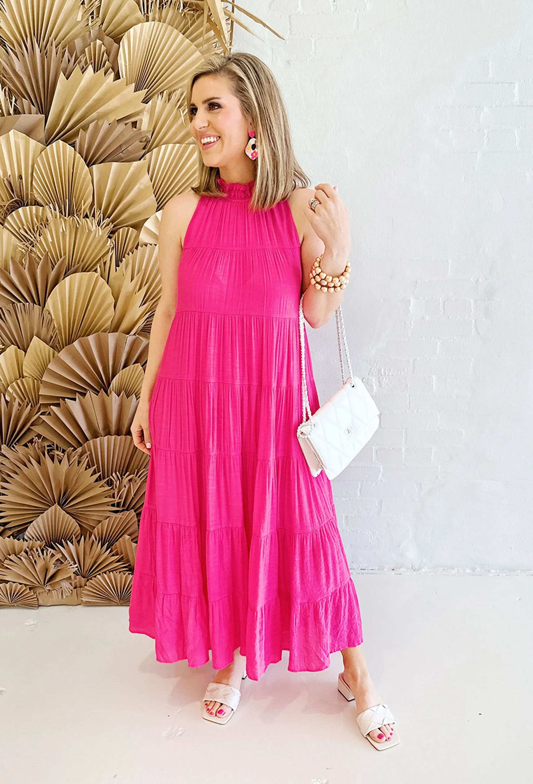 Lisbeth Pink Tiered Maxi Dress