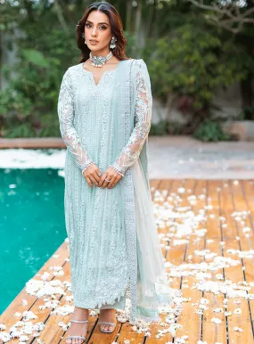 Luxe By Azure Embroidered Net Unstitched 3 Piece Suit - AZU23L AS-120 MINT BREEZE