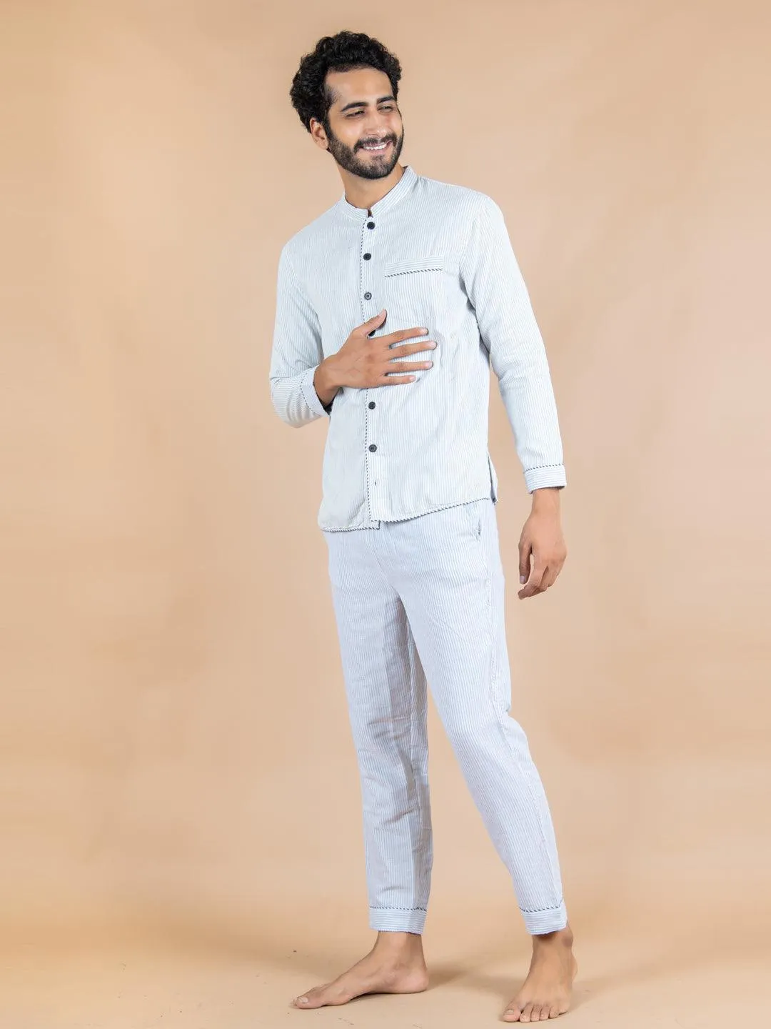 Mandarin Collar 3 Layer Mulmul Night Suit