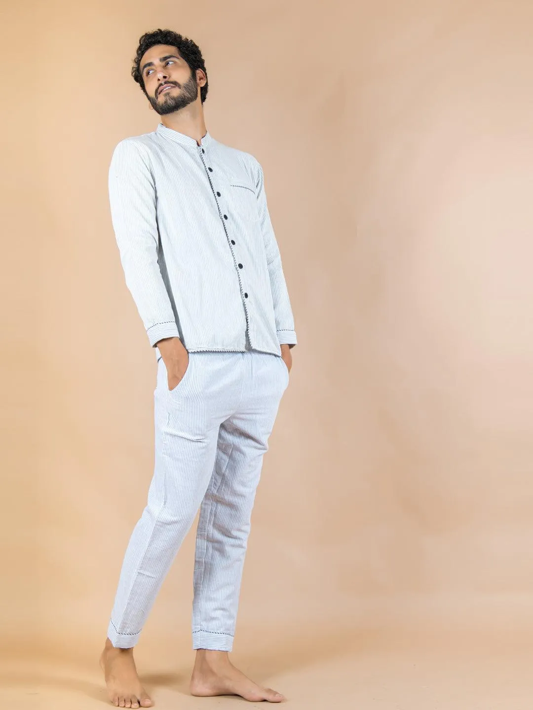 Mandarin Collar 3 Layer Mulmul Night Suit