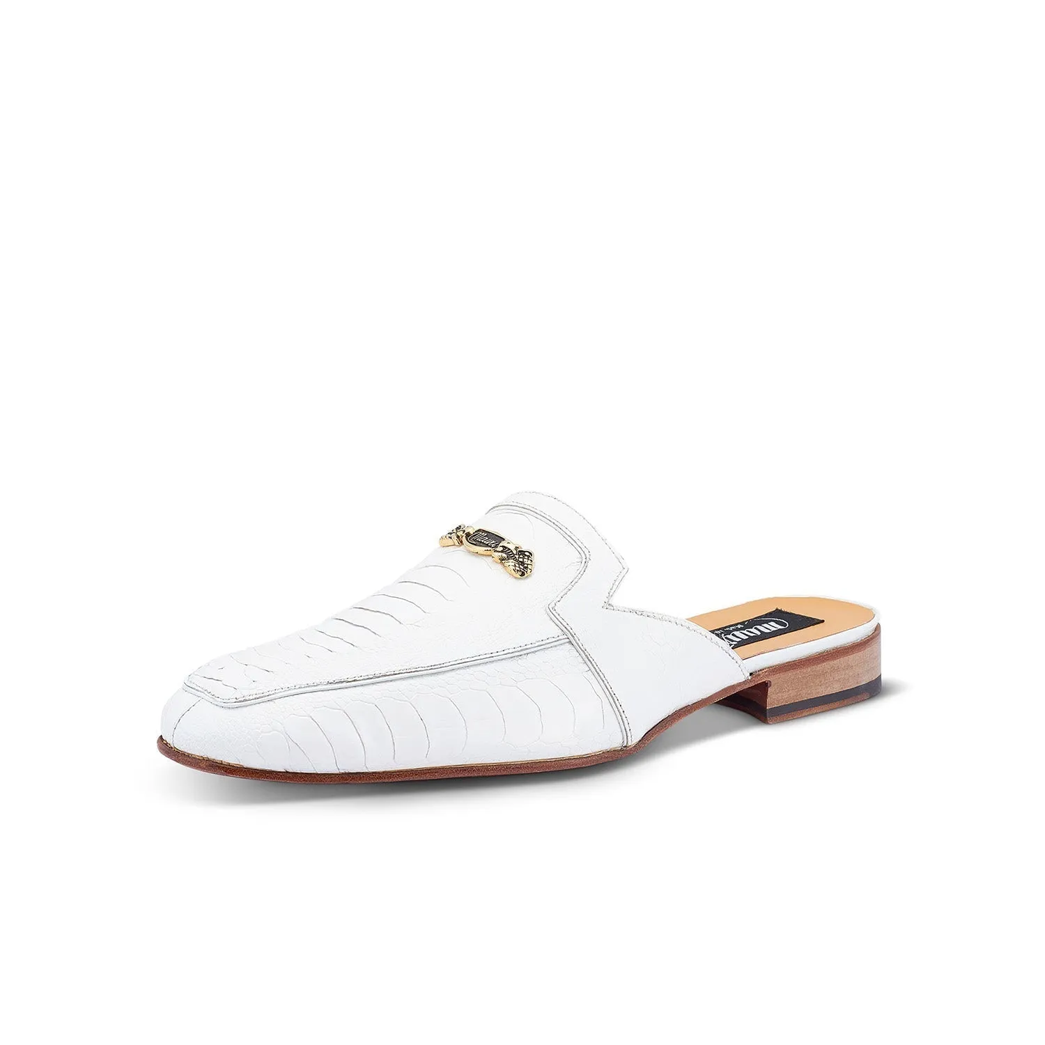 Mauri 4981 Mecca Men's Shoes White Exotic Ostrich Leg Slip-On Mules Sandals (MA5413)