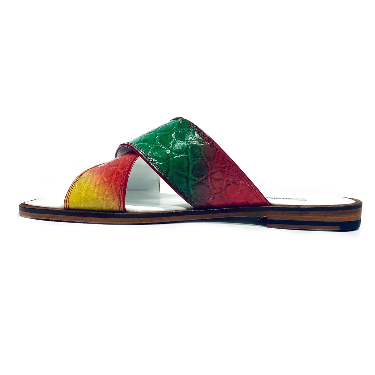 Mauri 5134 Carnival Men's Shoes Multi Color Exotic Alligator Slip-On Sandals (MAS5505)