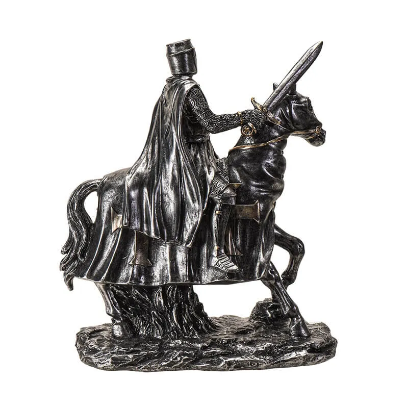 Medieval Knight with Sword on Horse Figurine