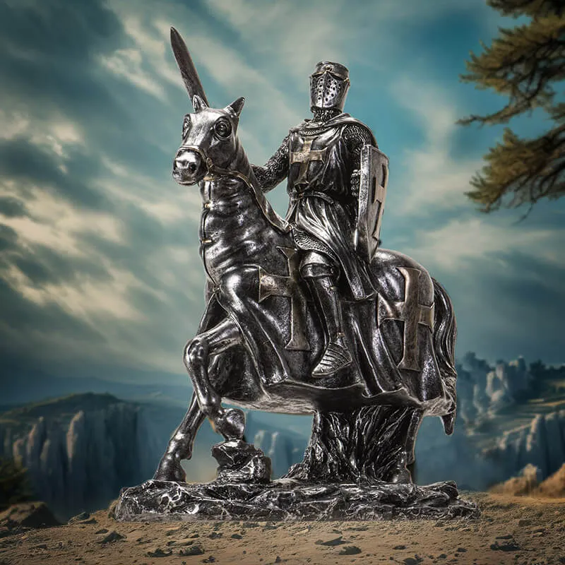 Medieval Knight with Sword on Horse Figurine