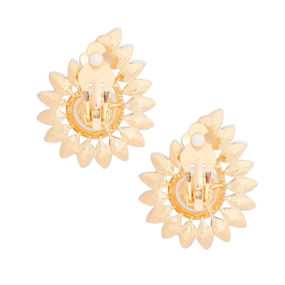 Medium Gold Hook Pearl Clip-On Earrings