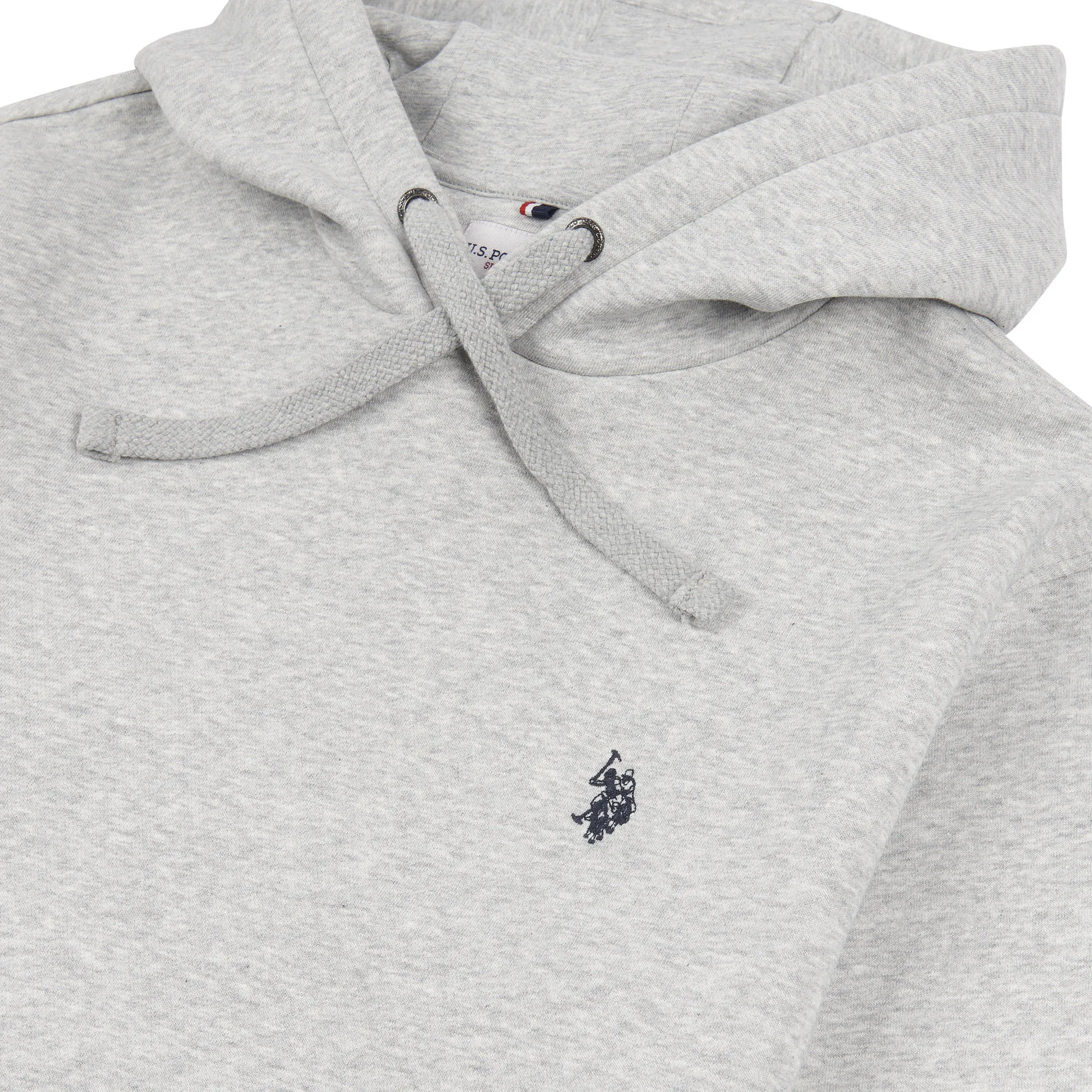 Mens Double Horsemen Hoodie in Mid Grey Marl