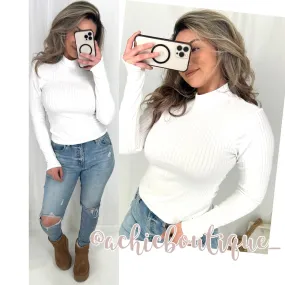 Mimi Turtleneck Top- White