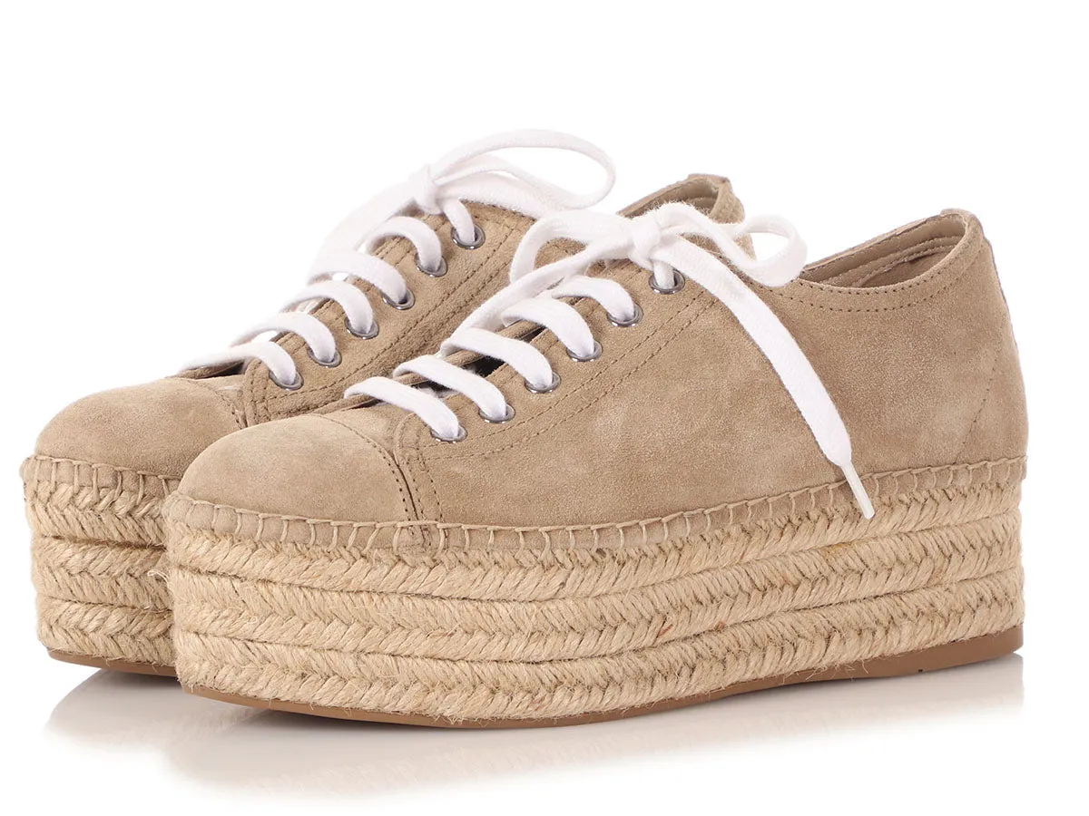 Miu Miu Deserto Suede Espadrille Platform Sneakers