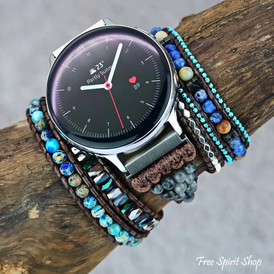 Natural Labradorite & Blue Jasper Samsung / Garmin Watch Band