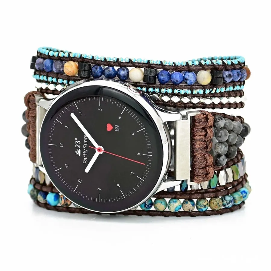 Natural Labradorite & Blue Jasper Samsung / Garmin Watch Band