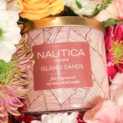 Nautica Soy Wax Blend 3 Wick Candle - Island Sands 14.5 Oz