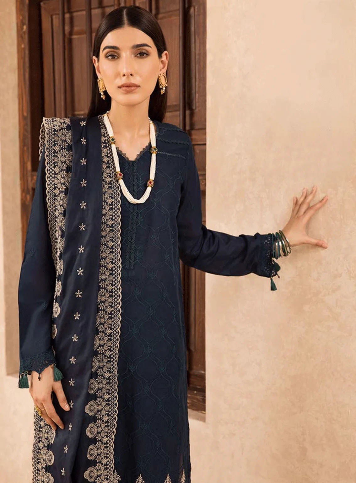 Nissa By RajBari Embroidered Chikankari Schiffli Unstitched 3 Piece Suit - RB23NC 06