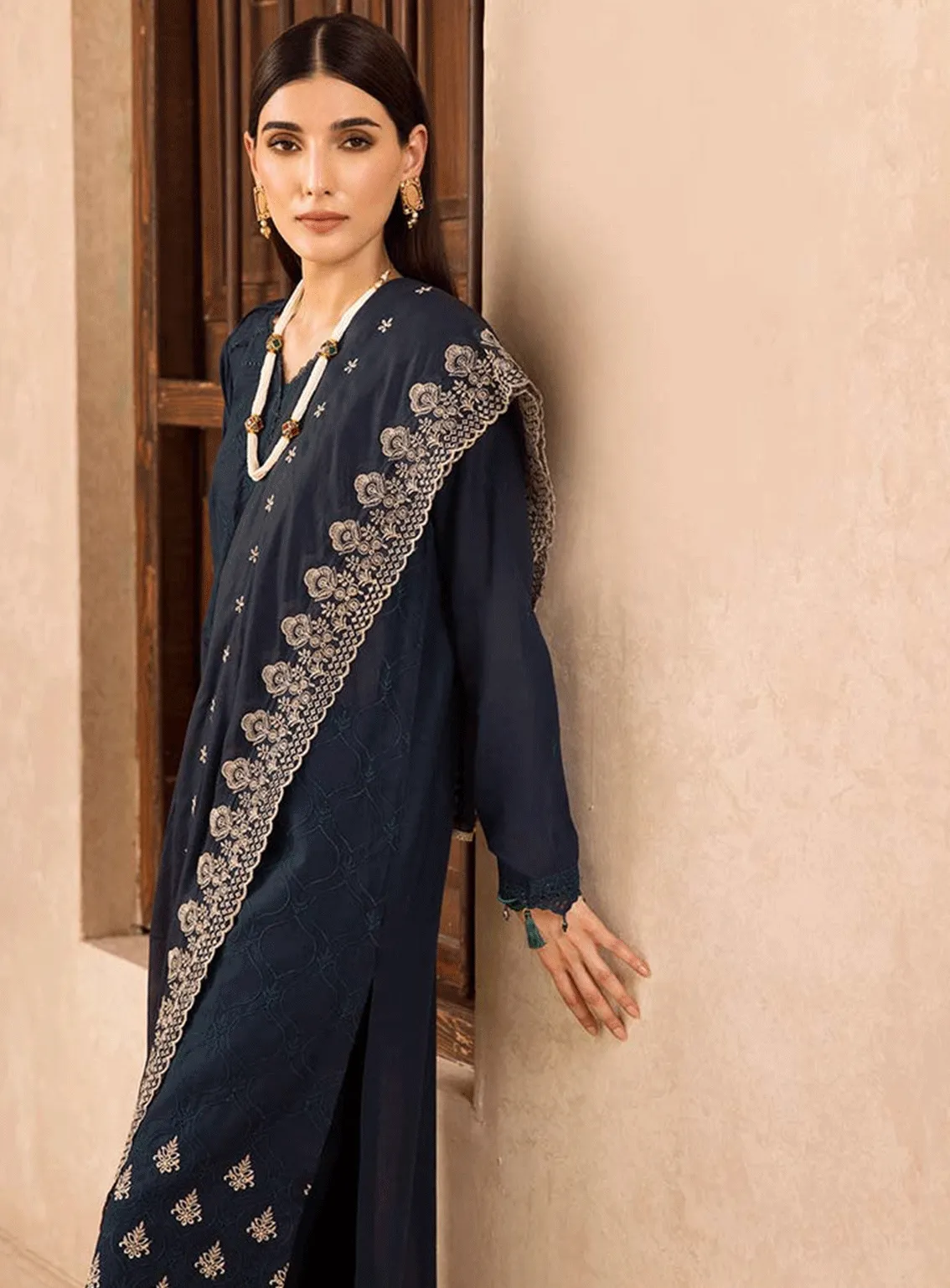 Nissa By RajBari Embroidered Chikankari Schiffli Unstitched 3 Piece Suit - RB23NC 06