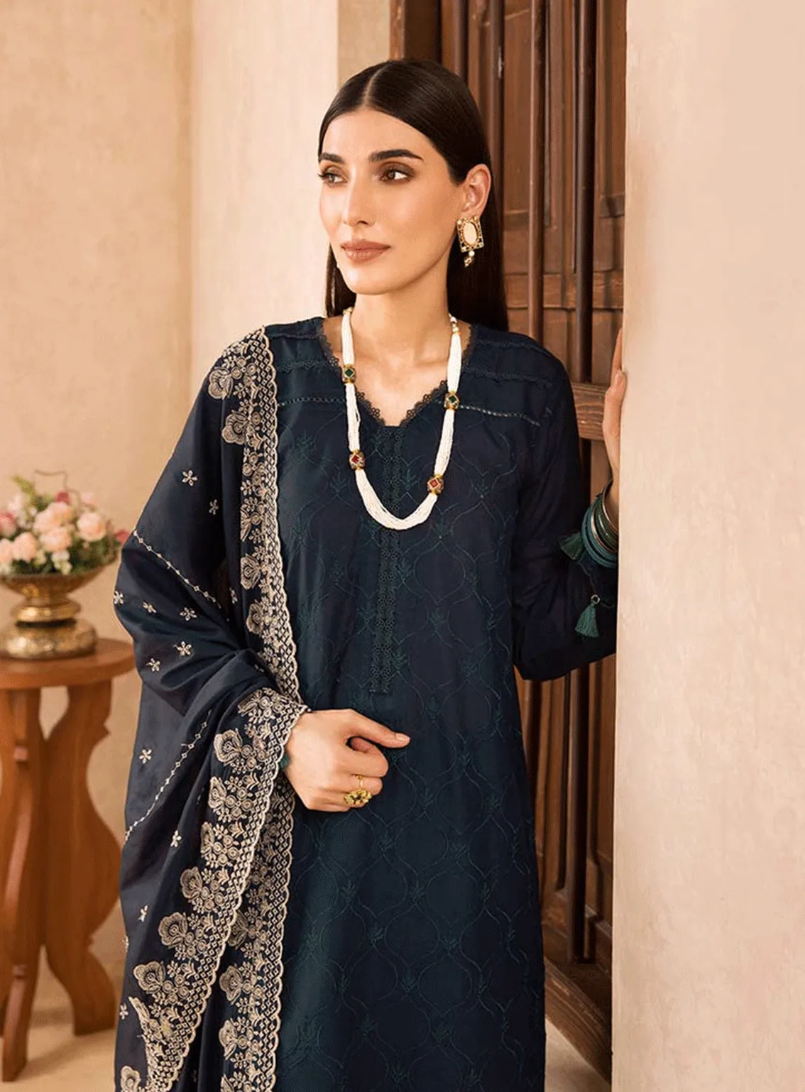 Nissa By RajBari Embroidered Chikankari Schiffli Unstitched 3 Piece Suit - RB23NC 06