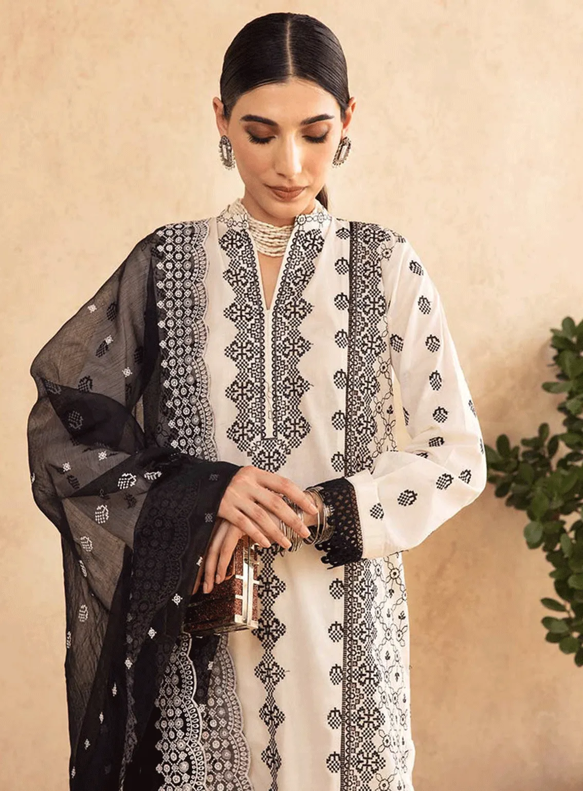 Nissa By RajBari Embroidered Chikankari Schiffli Unstitched 3 Piece Suit - RB23NC 07