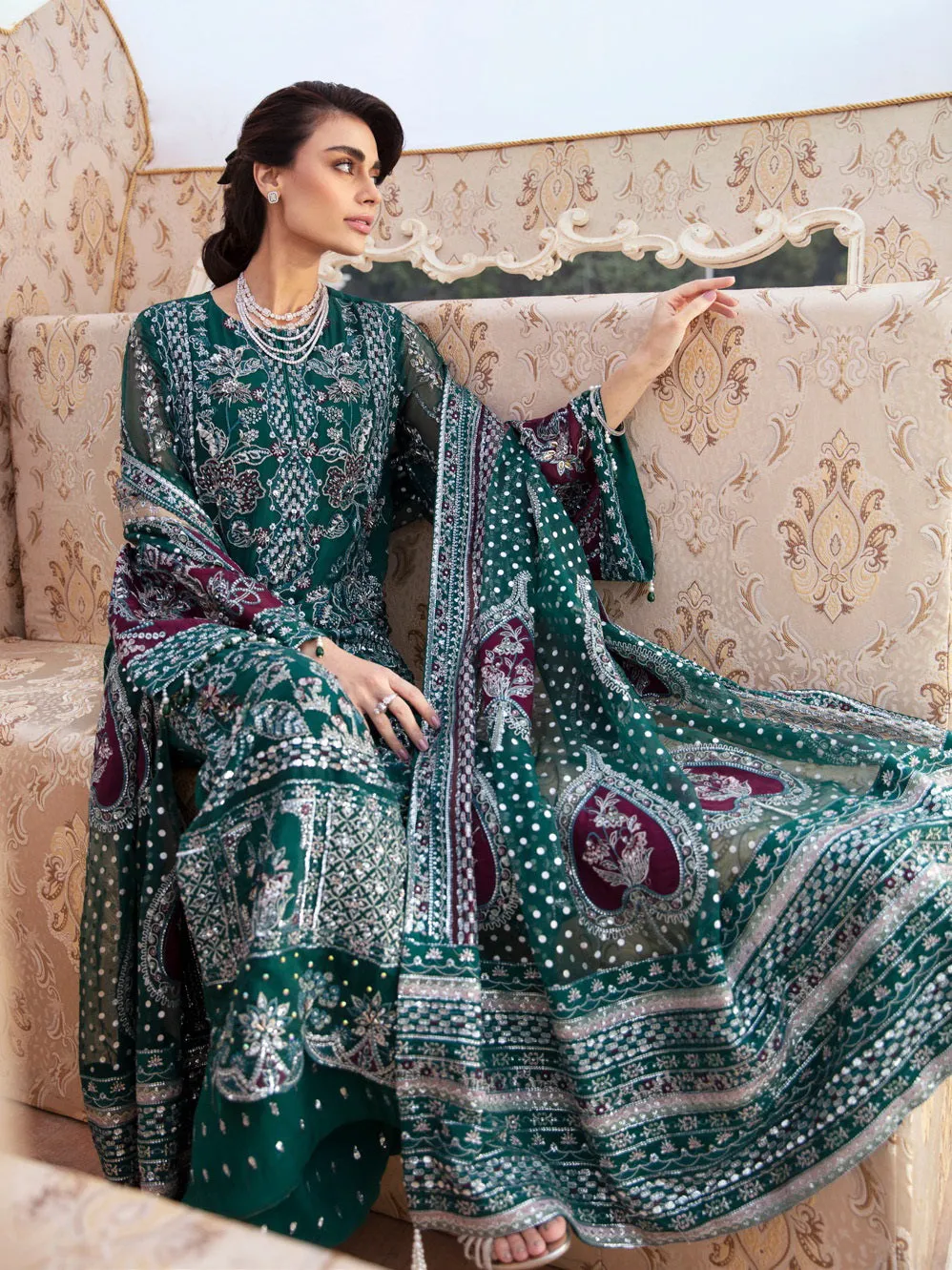 Nureh The Secret Garden Embroidered Chiffon Unstitched 3Pc Suit NL-63 Victoria