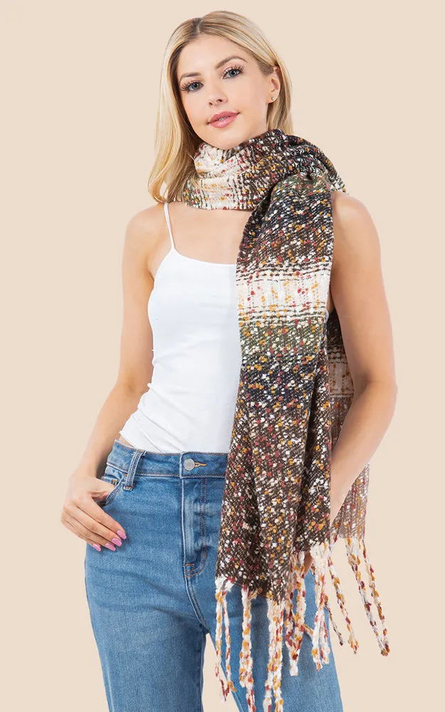 OA4278 MULTI COLOR OBLONG SCARF W/FRINGES