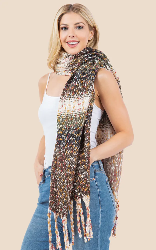 OA4278 MULTI COLOR OBLONG SCARF W/FRINGES