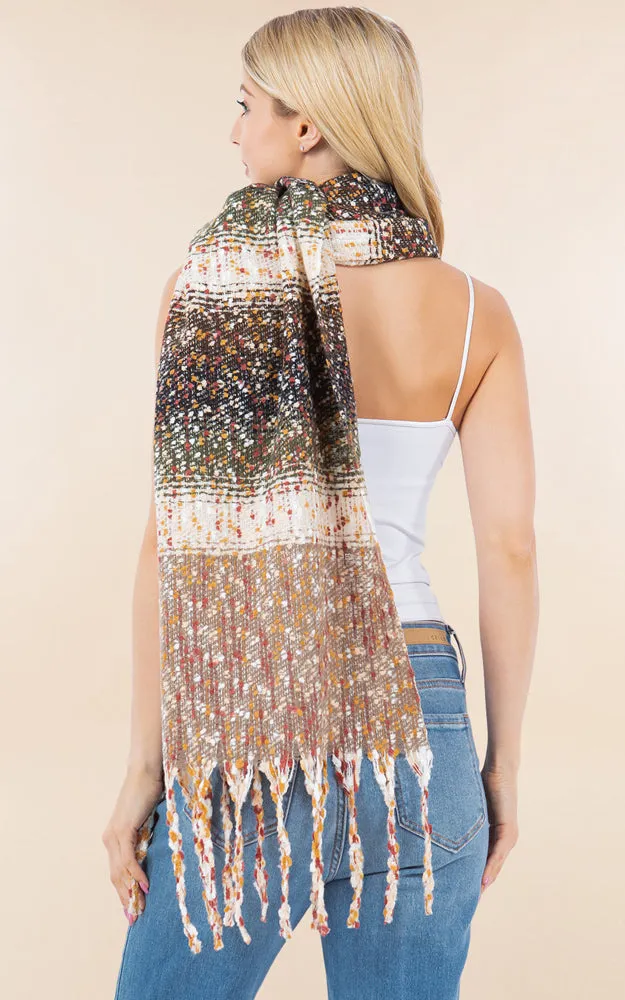 OA4278 MULTI COLOR OBLONG SCARF W/FRINGES