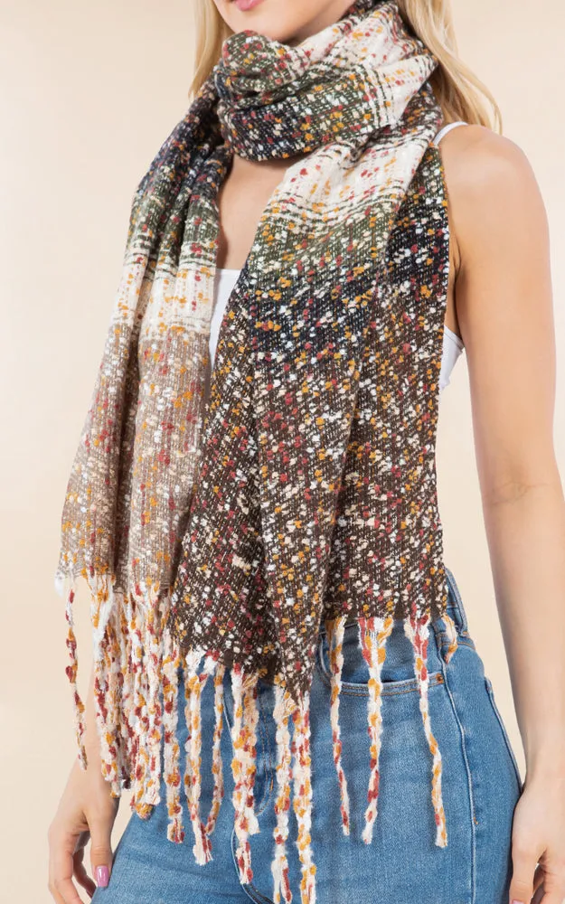 OA4278 MULTI COLOR OBLONG SCARF W/FRINGES