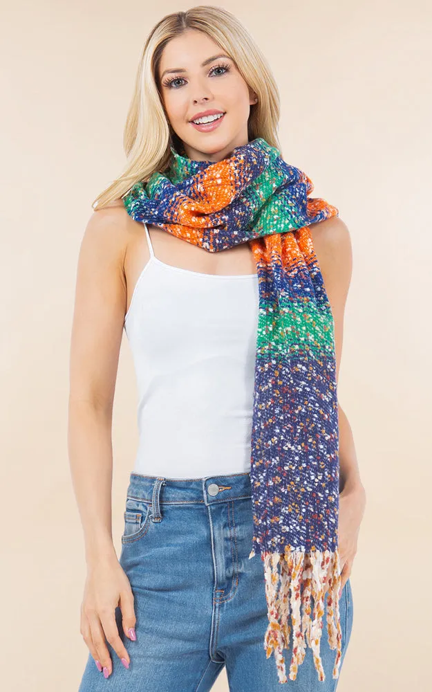 OA4278 MULTI COLOR OBLONG SCARF W/FRINGES