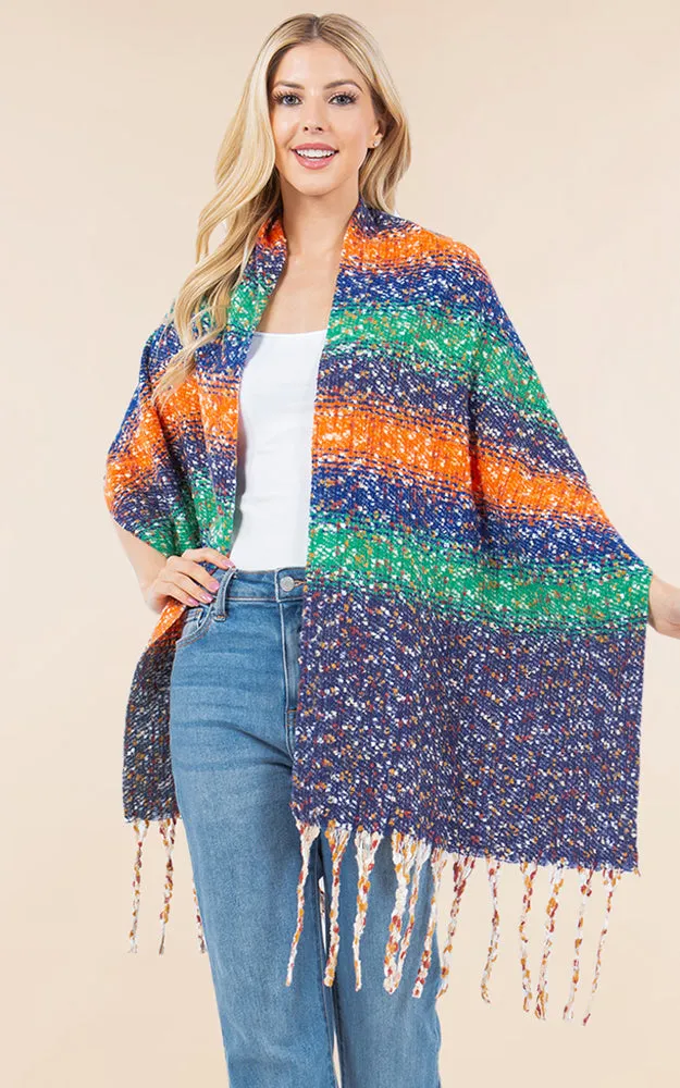 OA4278 MULTI COLOR OBLONG SCARF W/FRINGES