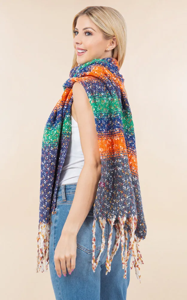 OA4278 MULTI COLOR OBLONG SCARF W/FRINGES