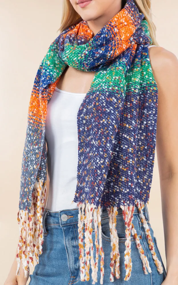 OA4278 MULTI COLOR OBLONG SCARF W/FRINGES