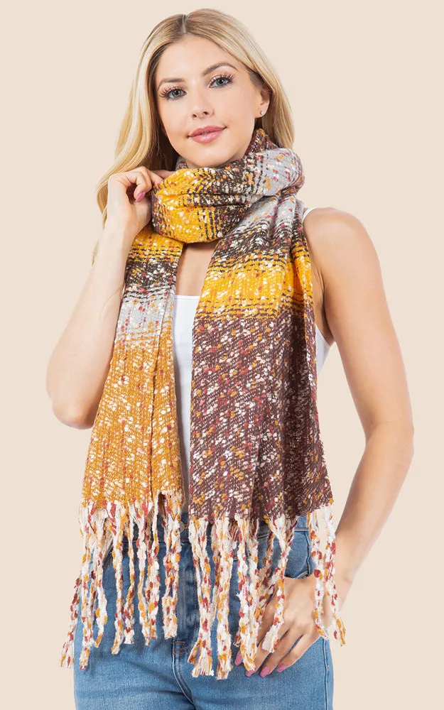 OA4278 MULTI COLOR OBLONG SCARF W/FRINGES