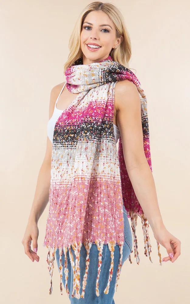 OA4278 MULTI COLOR OBLONG SCARF W/FRINGES