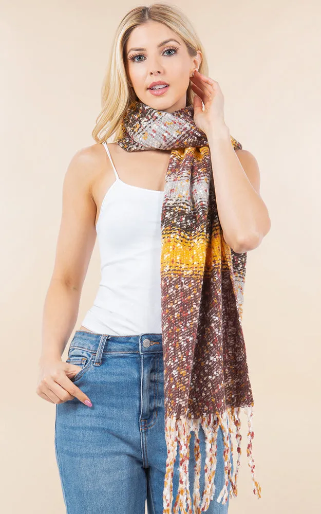 OA4278 MULTI COLOR OBLONG SCARF W/FRINGES