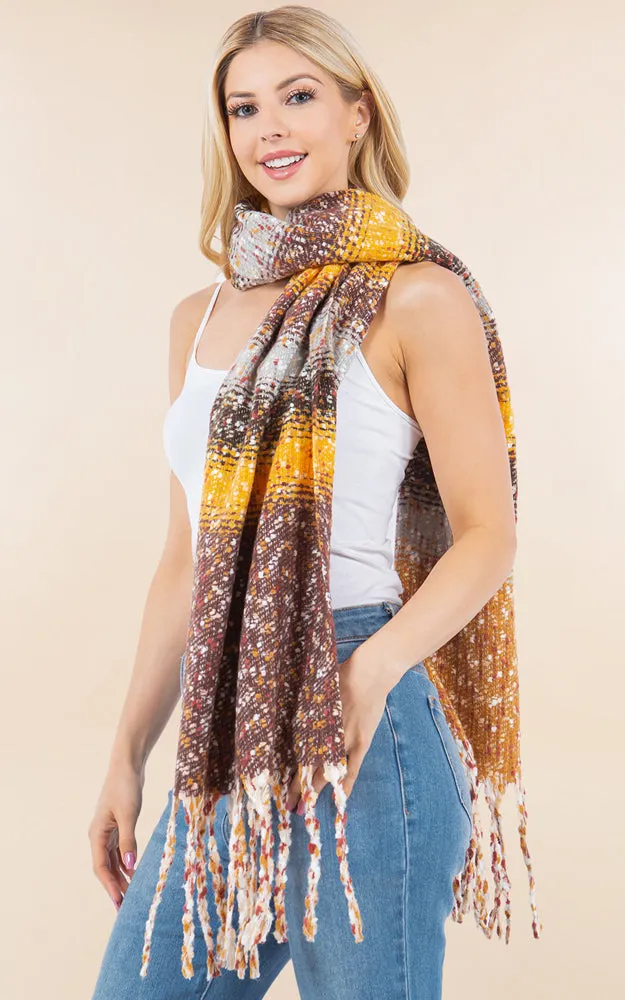 OA4278 MULTI COLOR OBLONG SCARF W/FRINGES