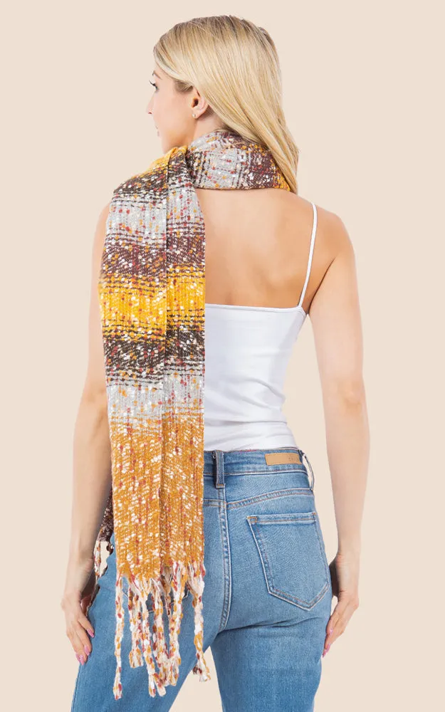 OA4278 MULTI COLOR OBLONG SCARF W/FRINGES