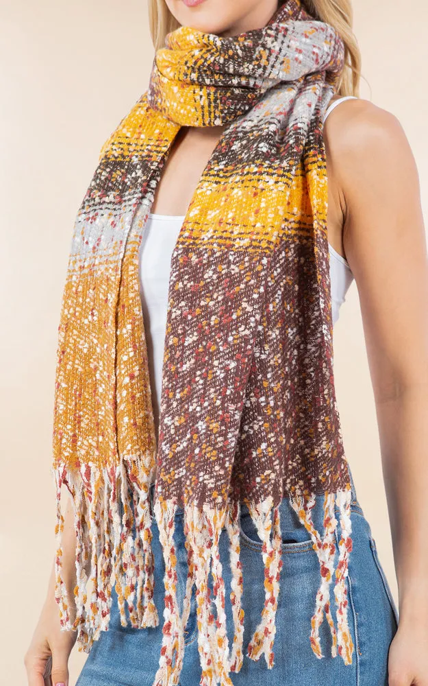 OA4278 MULTI COLOR OBLONG SCARF W/FRINGES